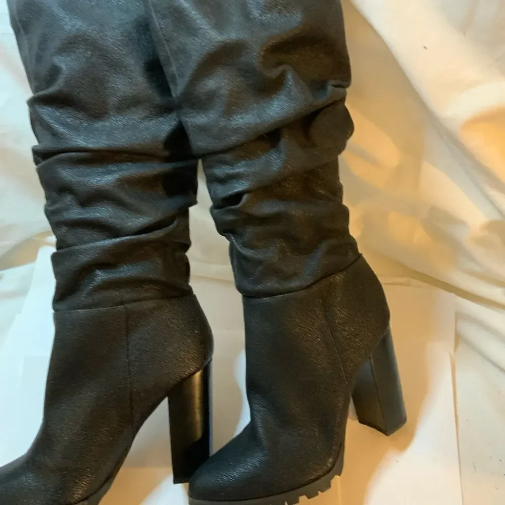 New Katy Perry Womens Oniel Leather Pointed Toe Knee High 4” Fashion Boots 8/38